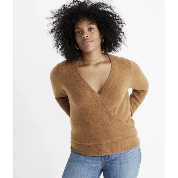 Madewell Wrap Front Harvest Wool Alpaca Coziest Yarn Pullover Sweater Size XS - Picture 1 of 11